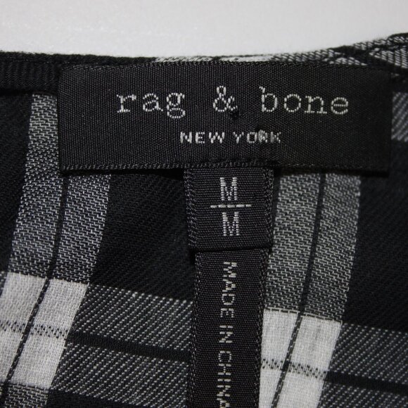 Rag Bone Dress Sz M Black White Sheer Check Sleeveless 100% Cotton Dress - Picture 12 of 16